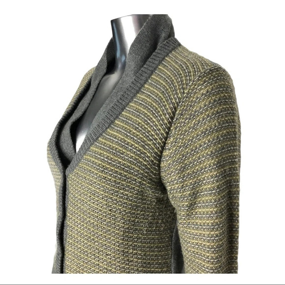 Sandwich_ Button Front Multi Layer  Cardigan Green Grey Size Small - Picture 2 of 5
